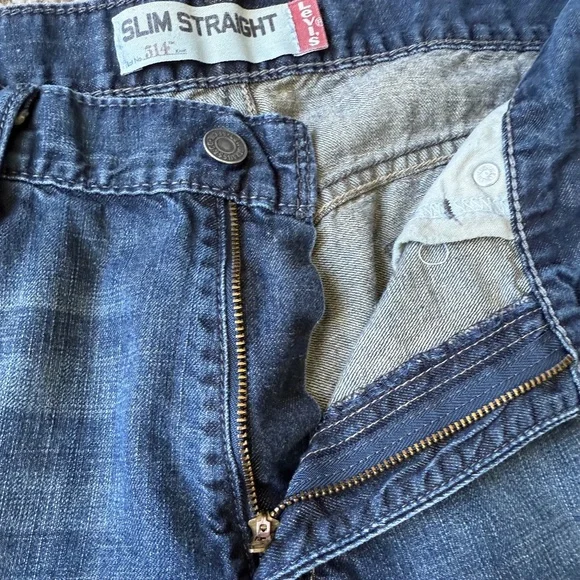 Levi's 514 Jeans Men's 34x34 Blue Denim Slim Straight Cotton Stretch Mid Rise - Picture 6 of 13